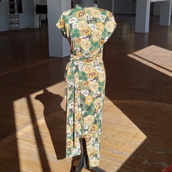 Donna Morgan yellow and green gathered wrap waist maxi dress - Picture 12 of 12